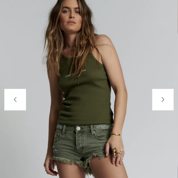 One Teaspoon Olive Green Jean Shorts - Picture 1 of 9